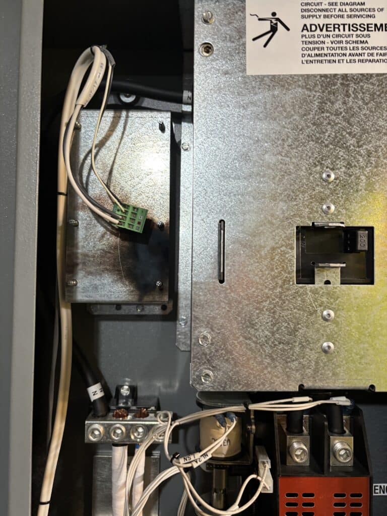 damaged generator transfer switch - closer-up